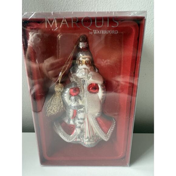 Waterford Marquis Ornament - Red/White/Silver Santa w/List & Bell - 6.5", Sealed - Picture 6 of 6